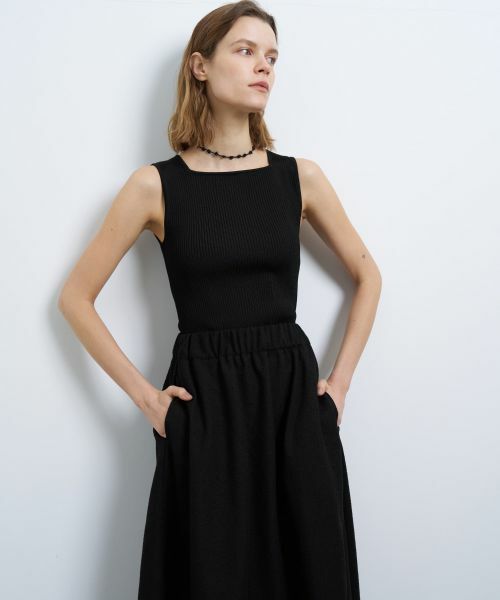 LANVIN en Bleu✿日本製 サテン フリルワンピース 黒 36 40サイズあり】マットダブルサテンコクーンワンピース|LANVIN en