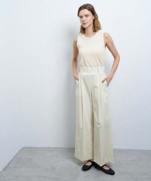 LANVIN en Bleu / ランバン オン ブルー その他パンツ | ウールポリエステルタックワイドパンツ | 詳細1