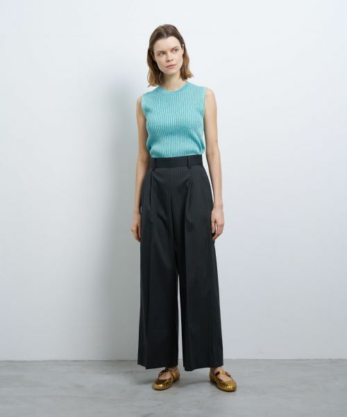 LANVIN en Bleu / ランバン オン ブルー その他パンツ | ウールポリエステルタックワイドパンツ | 詳細9