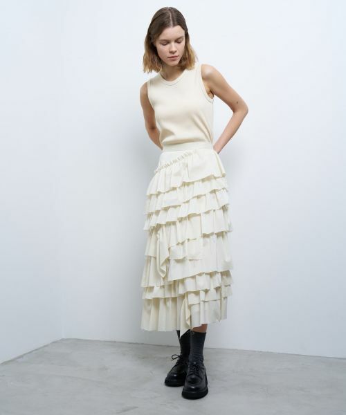 LANVIN en Bleu / ランバン オン ブルー ロング・マキシ丈スカート | ライトタフタティアードスカート | 詳細1