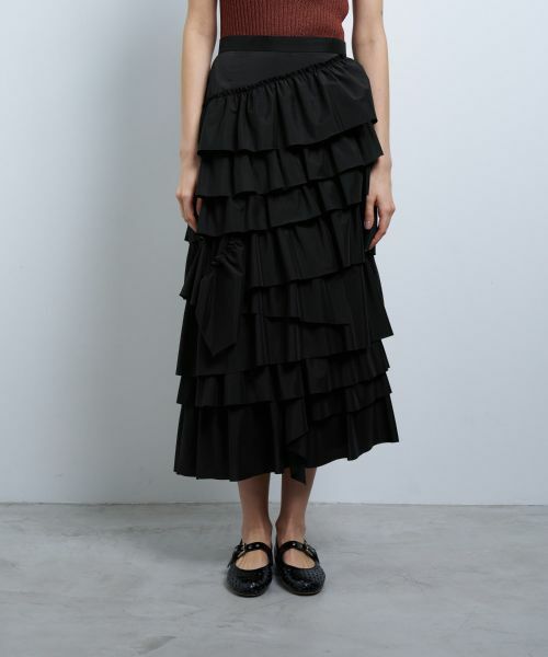 LANVIN en Bleu / ランバン オン ブルー ロング・マキシ丈スカート | ライトタフタティアードスカート | 詳細12