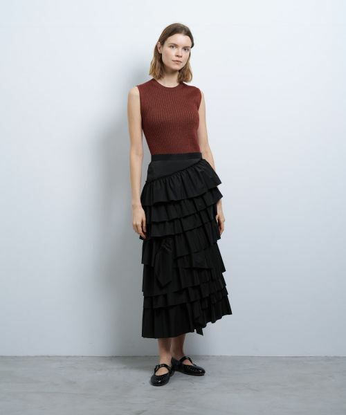 LANVIN en Bleu / ランバン オン ブルー ロング・マキシ丈スカート | ライトタフタティアードスカート | 詳細9