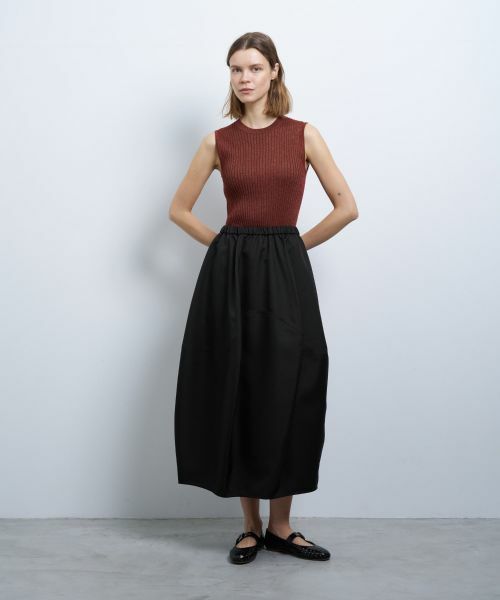 LANVIN en Bleu / ランバン オン ブルー ロング・マキシ丈スカート | ポリエステルツイルコクーンゴムスカート | 詳細5