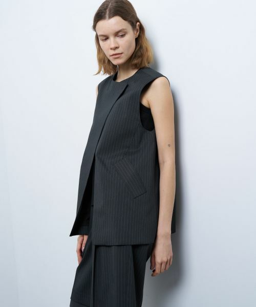 LANVIN en Bleu / ランバン オン ブルー シャツ・ブラウス | ウールポリエステルフレアベスト | 詳細10