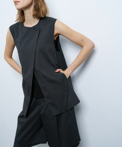 LANVIN en Bleu / ランバン オン ブルー シャツ・ブラウス | ウールポリエステルフレアベスト | 詳細12