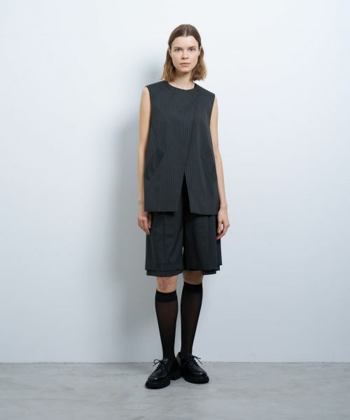 LANVIN en Bleu / ランバン オン ブルー シャツ・ブラウス | ウールポリエステルフレアベスト | 詳細7