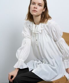 LANVIN en Bleu / ランバン オン ブルー シャツ・ブラウス | トリアセローンフリルギャザーブラウス