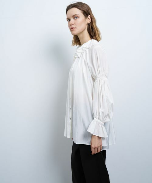 LANVIN en Bleu / ランバン オン ブルー シャツ・ブラウス | トリアセローンフリルギャザーブラウス | 詳細10