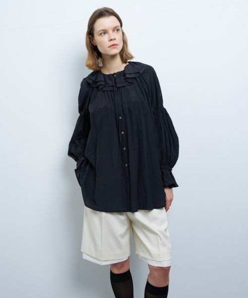 LANVIN en Bleu / ランバン オン ブルー シャツ・ブラウス | トリアセローンフリルギャザーブラウス | 詳細2