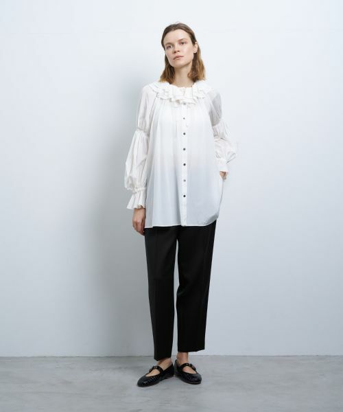 LANVIN en Bleu / ランバン オン ブルー シャツ・ブラウス | トリアセローンフリルギャザーブラウス | 詳細6