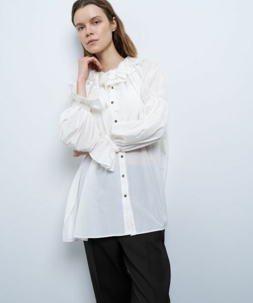 LANVIN en Bleu / ランバン オン ブルー シャツ・ブラウス | トリアセローンフリルギャザーブラウス | 詳細9