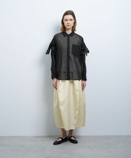 LANVIN en Bleu / ランバン オン ブルー シャツ・ブラウス | オーガンジーショルダーリボンブラウス | 詳細1