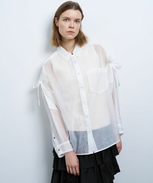 LANVIN en Bleu / ランバン オン ブルー シャツ・ブラウス | オーガンジーショルダーリボンブラウス | 詳細18