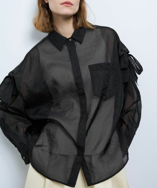 LANVIN en Bleu / ランバン オン ブルー シャツ・ブラウス | オーガンジーショルダーリボンブラウス | 詳細6