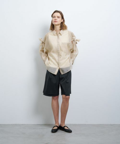 LANVIN en Bleu / ランバン オン ブルー シャツ・ブラウス | オーガンジーショルダーリボンブラウス | 詳細7