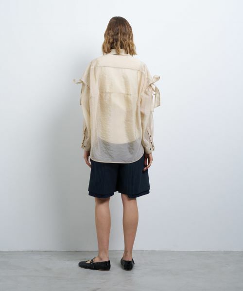 LANVIN en Bleu / ランバン オン ブルー シャツ・ブラウス | オーガンジーショルダーリボンブラウス | 詳細9