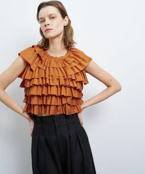 LANVIN en Bleu / ランバン オン ブルー Tシャツ | ランダムフリルカットソー | 詳細13