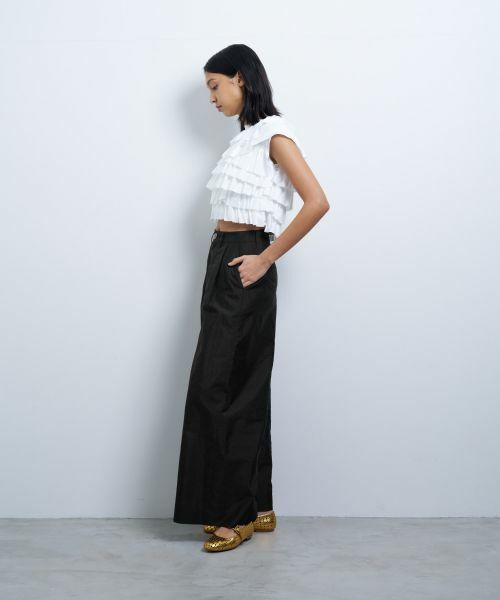 【極美品】 LANVIN ランバンコレクション Vネックカットソー フリル M セール】 ランダムフリルカットソー （Tシャツ）｜LANVIN en