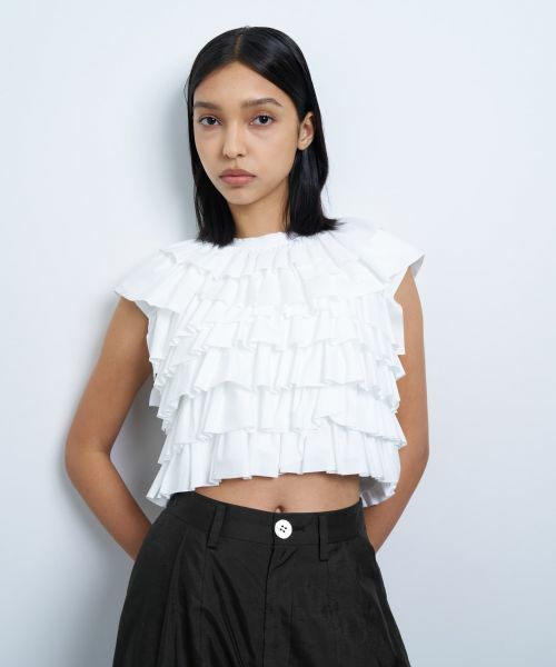 LANVIN en Bleu / ランバン オン ブルー Tシャツ | ランダムフリルカットソー | 詳細6