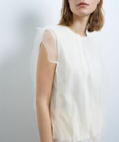 LANVIN en Bleu / ランバン オン ブルー Tシャツ | チュールレイヤードノースリーブカットソー