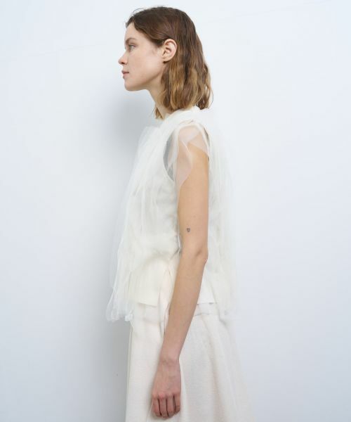 LANVIN en Bleu / ランバン オン ブルー Tシャツ | チュールレイヤードノースリーブカットソー | 詳細5