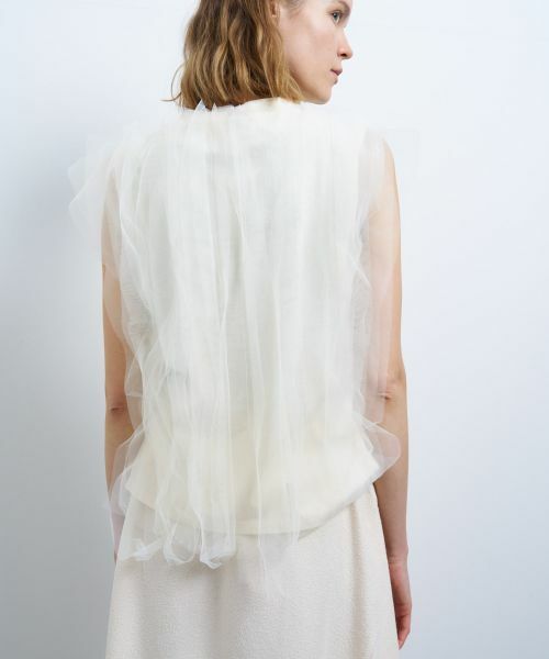 LANVIN en Bleu / ランバン オン ブルー Tシャツ | チュールレイヤードノースリーブカットソー | 詳細6
