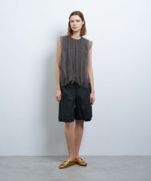 LANVIN en Bleu / ランバン オン ブルー Tシャツ | チュールレイヤードノースリーブカットソー | 詳細7