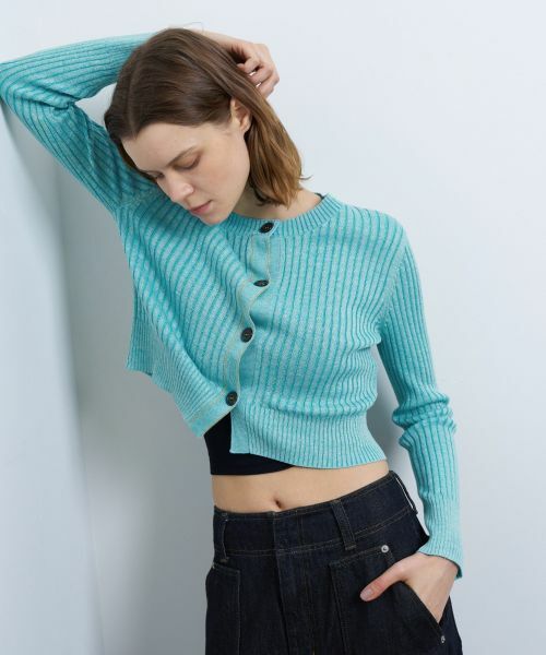 LANVIN en Bleu / ランバン オン ブルー カーディガン・ボレロ | カラーステッチワイドリブカーディガン | 詳細10