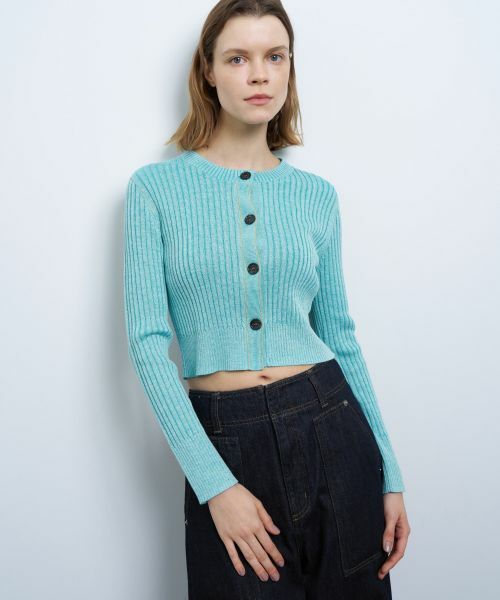 LANVIN en Bleu / ランバン オン ブルー カーディガン・ボレロ | カラーステッチワイドリブカーディガン | 詳細11