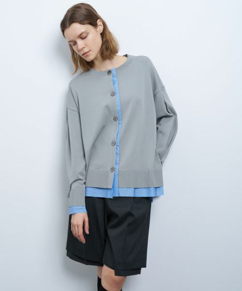 LANVIN en Bleu / ランバン オン ブルー カーディガン・ボレロ | シャツトリムニットコンビカーディガン | 詳細11