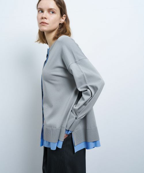 LANVIN en Bleu / ランバン オン ブルー カーディガン・ボレロ | シャツトリムニットコンビカーディガン | 詳細12