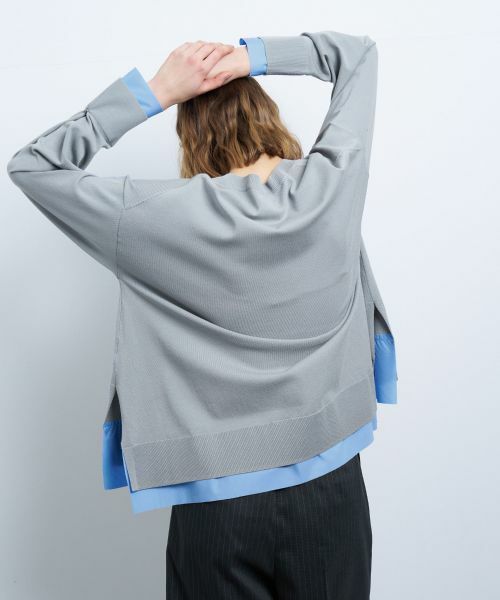 LANVIN en Bleu / ランバン オン ブルー カーディガン・ボレロ | シャツトリムニットコンビカーディガン | 詳細13