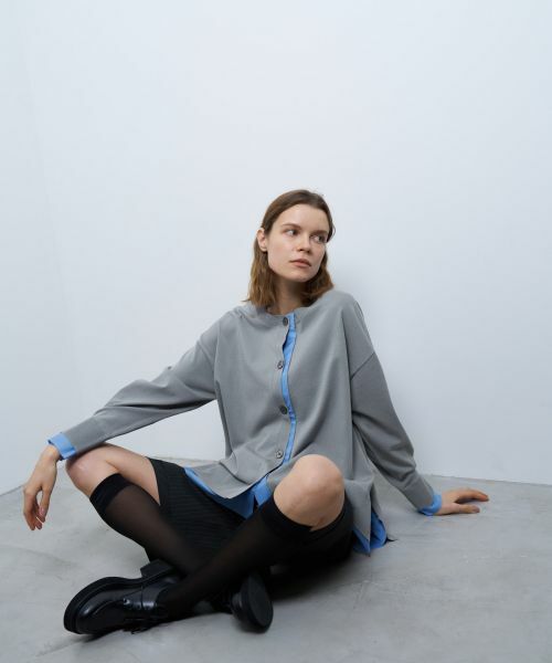 LANVIN en Bleu / ランバン オン ブルー カーディガン・ボレロ | シャツトリムニットコンビカーディガン | 詳細14