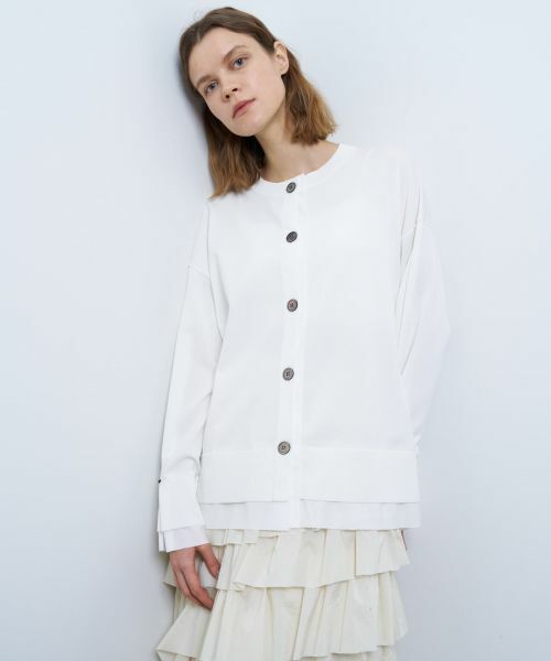 LANVIN en Bleu / ランバン オン ブルー カーディガン・ボレロ | シャツトリムニットコンビカーディガン | 詳細4