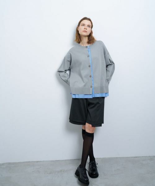 LANVIN en Bleu / ランバン オン ブルー カーディガン・ボレロ | シャツトリムニットコンビカーディガン | 詳細8