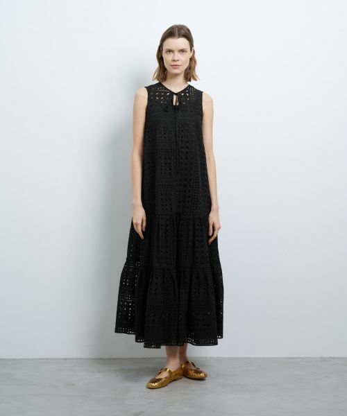 LANVIN ランバン　ニットワンピース　レース パールワンピース　フリル　白 ロングカットジャガードワンピース|LANVIN en Bleu | LANVIN en