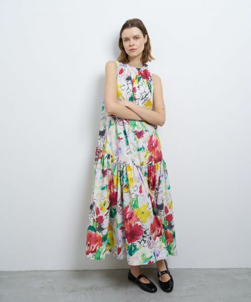 LANVIN en Bleu / ランバン オン ブルー ドレス | fleur de fleurプリントギャザーワンピース | 詳細1