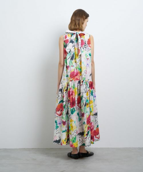 LANVIN en Bleu / ランバン オン ブルー ドレス | fleur de fleurプリントギャザーワンピース | 詳細3