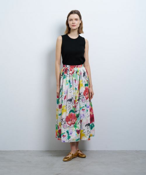 LANVIN en Bleu / ランバン オン ブルー ロング・マキシ丈スカート | fleur de fleurプリントタックスカート | 詳細1