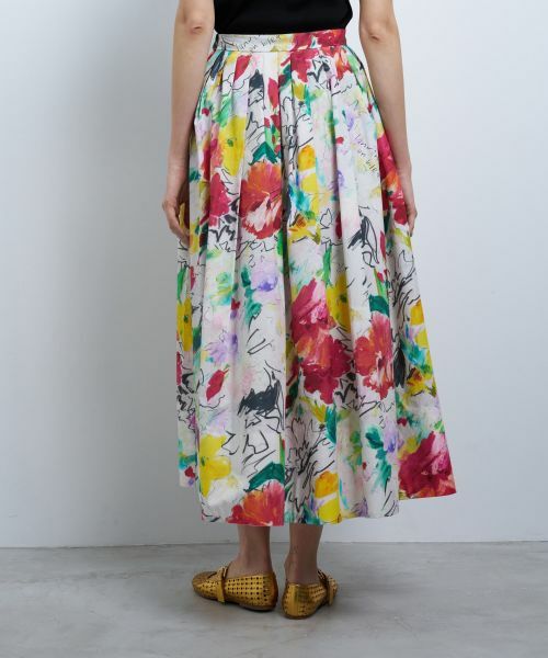 LANVIN en Bleu / ランバン オン ブルー ロング・マキシ丈スカート | fleur de fleurプリントタックスカート | 詳細6