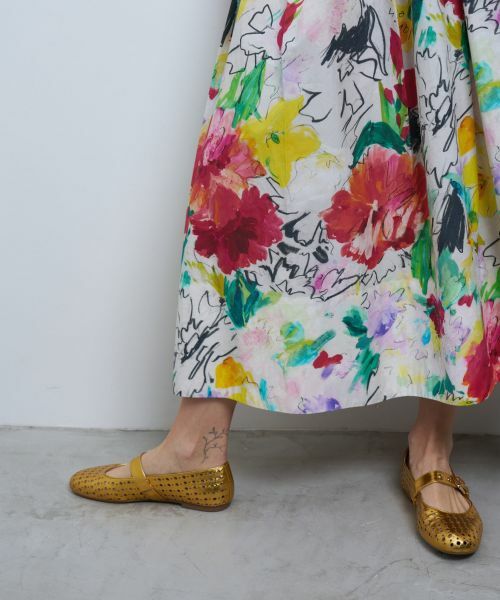 LANVIN en Bleu / ランバン オン ブルー ロング・マキシ丈スカート | fleur de fleurプリントタックスカート | 詳細8