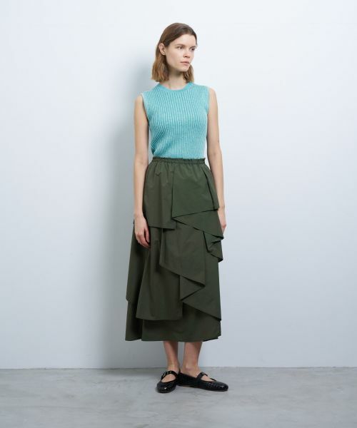 LANVIN en Bleu / ランバン オン ブルー ロング・マキシ丈スカート | 撥水ナイロンラッフルティアードスカート | 詳細1