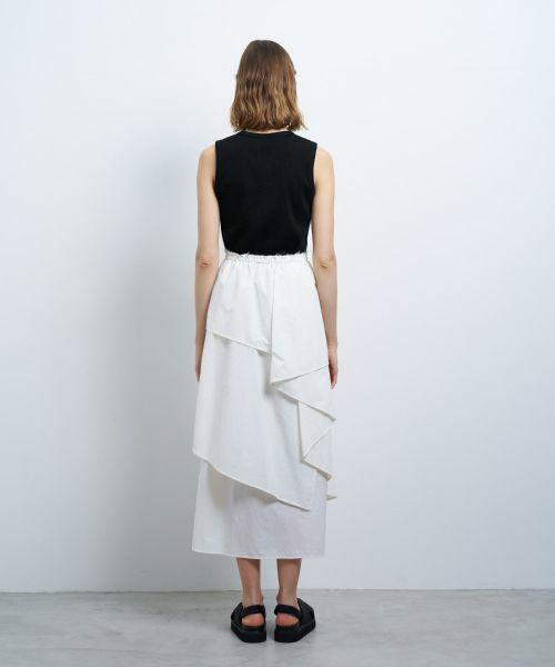 LANVIN en Bleu / ランバン オン ブルー ロング・マキシ丈スカート | 撥水ナイロンラッフルティアードスカート | 詳細10