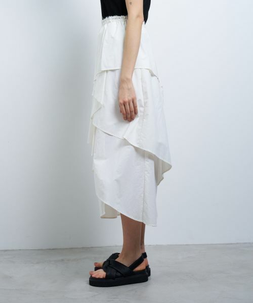 LANVIN en Bleu / ランバン オン ブルー ロング・マキシ丈スカート | 撥水ナイロンラッフルティアードスカート | 詳細11