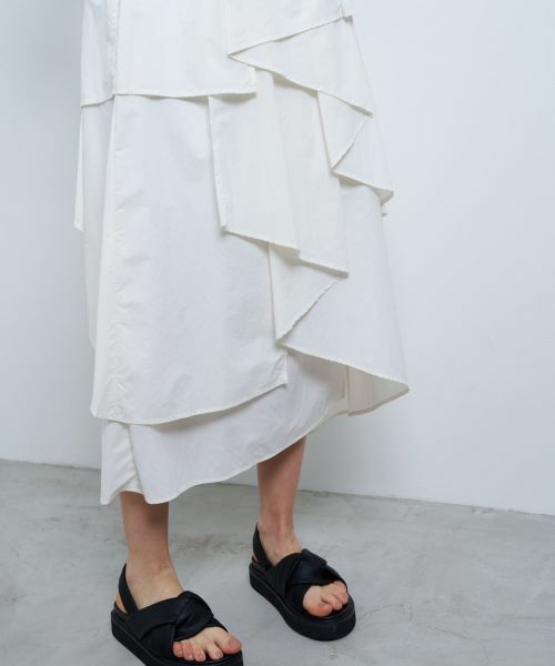 LANVIN en Bleu / ランバン オン ブルー ロング・マキシ丈スカート | 撥水ナイロンラッフルティアードスカート | 詳細14