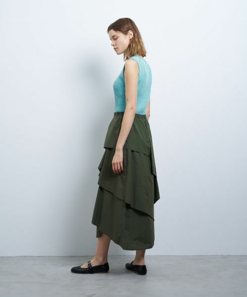 LANVIN en Bleu / ランバン オン ブルー ロング・マキシ丈スカート | 撥水ナイロンラッフルティアードスカート | 詳細2