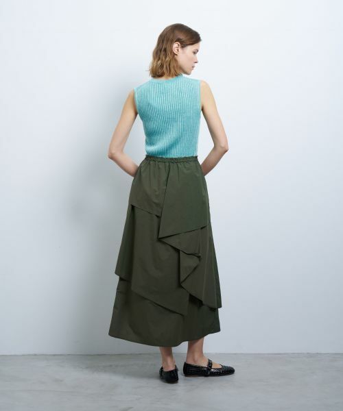 LANVIN en Bleu / ランバン オン ブルー ロング・マキシ丈スカート | 撥水ナイロンラッフルティアードスカート | 詳細3