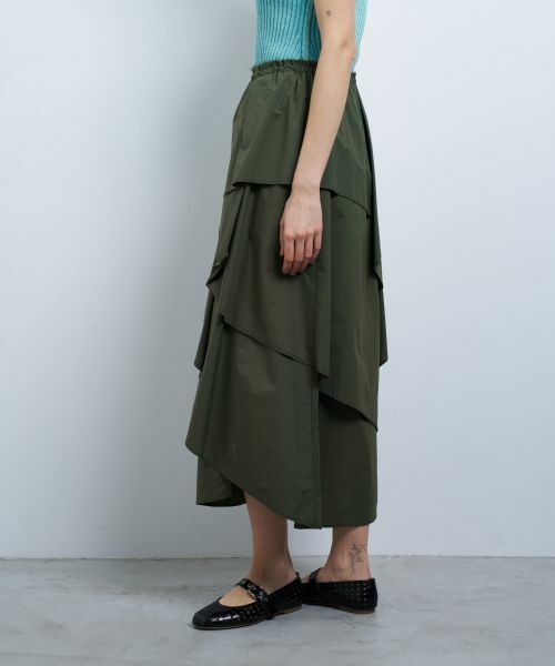 LANVIN en Bleu / ランバン オン ブルー ロング・マキシ丈スカート | 撥水ナイロンラッフルティアードスカート | 詳細4