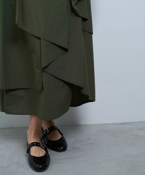 LANVIN en Bleu / ランバン オン ブルー ロング・マキシ丈スカート | 撥水ナイロンラッフルティアードスカート | 詳細6