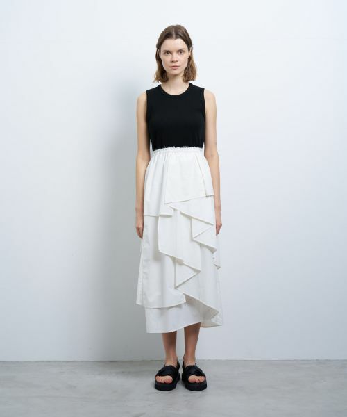 LANVIN en Bleu / ランバン オン ブルー ロング・マキシ丈スカート | 撥水ナイロンラッフルティアードスカート | 詳細8